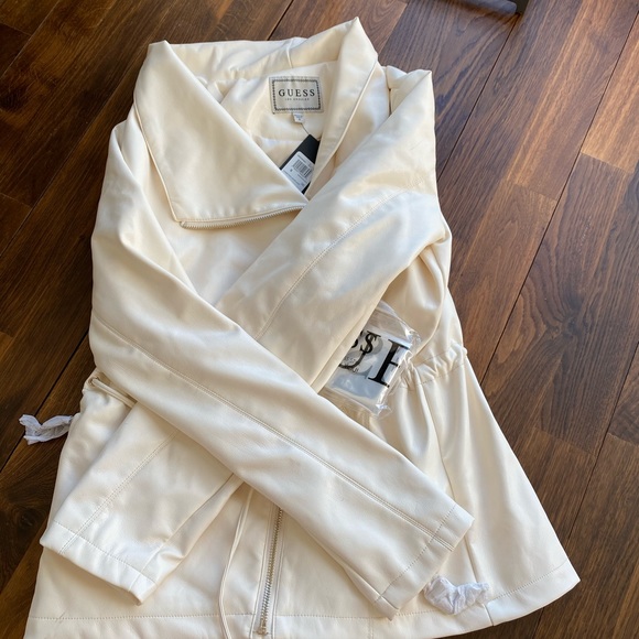 GUESS WHITE MIKEO MOTO FAUX LEATHER JACKET - Picture 4 of 5